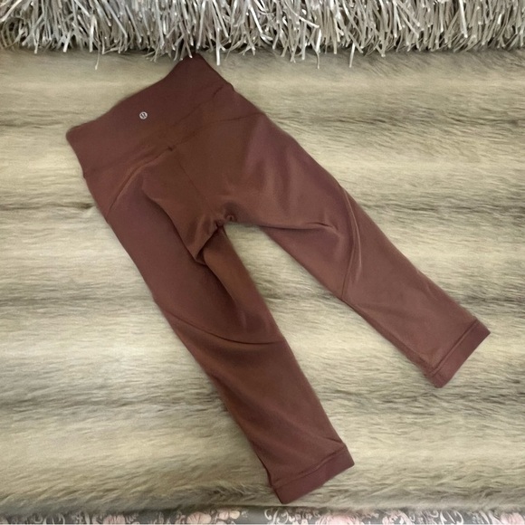 LULULEMON 2 Rose Blush Pink Cropped Sheer Panels High Waisted Leggings Workout - Picture 8 of 11